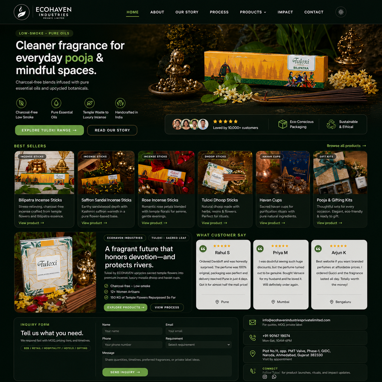 EcoHaven (Tuloxi) — sustainable incense brand website preview