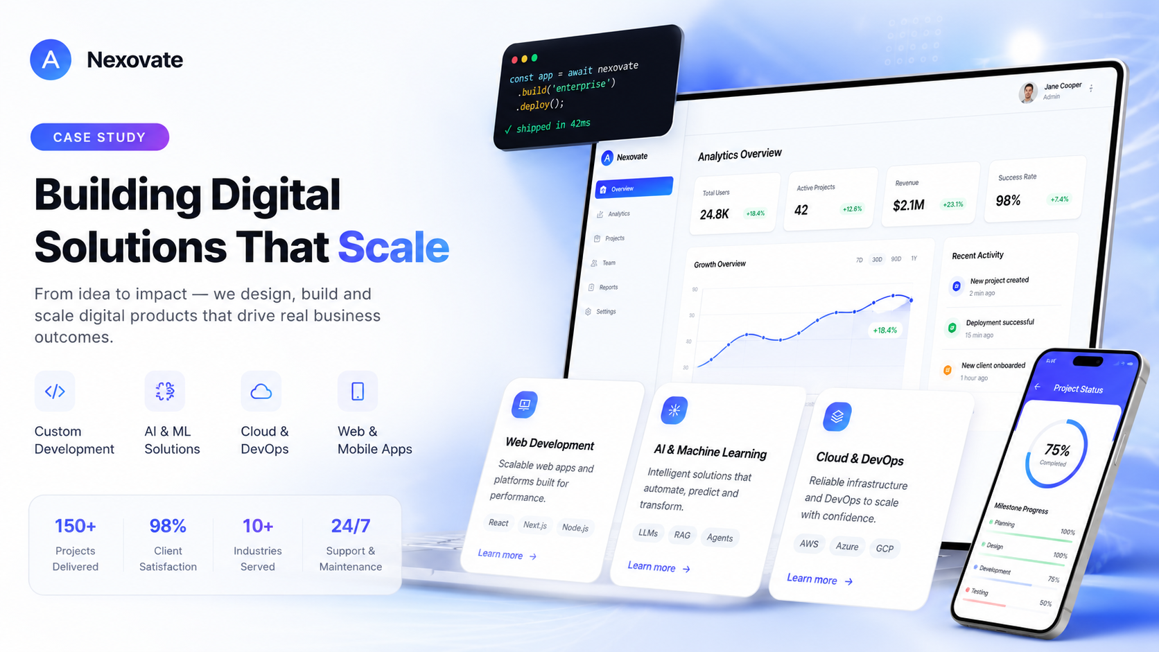 Nexovate — IT services & technology website preview