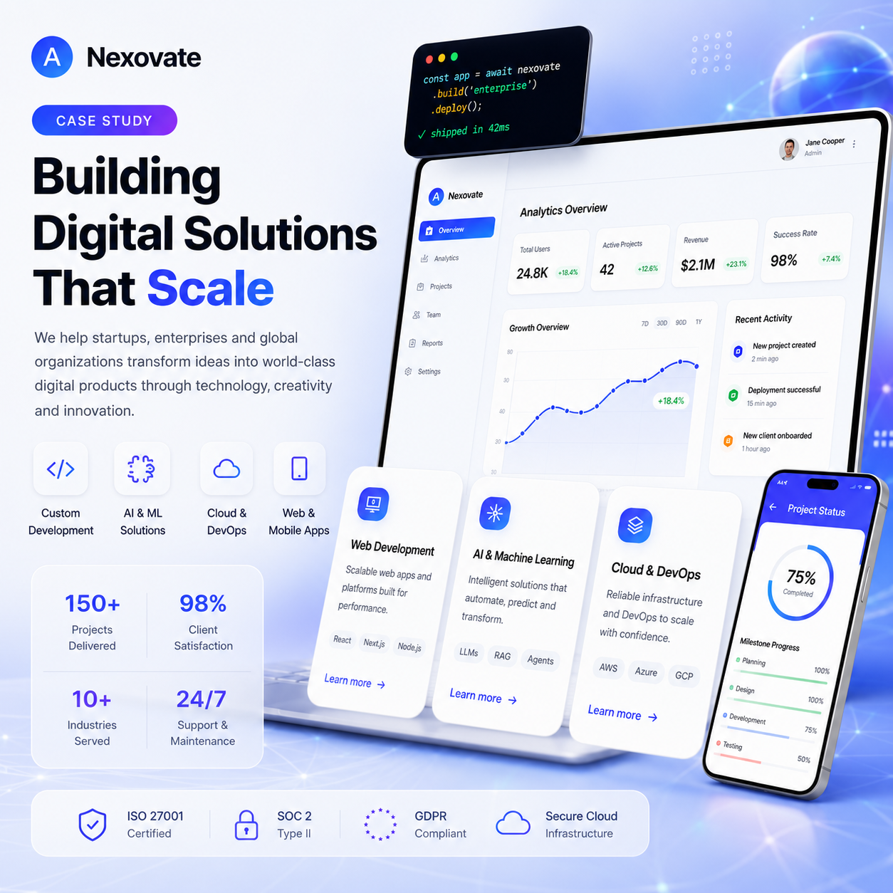 Nexovate — IT services & technology website preview